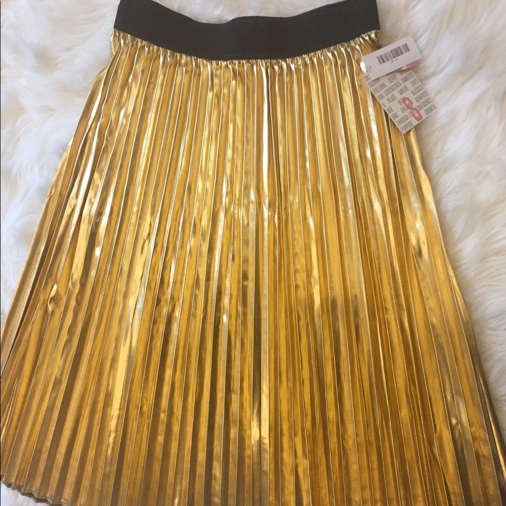 Accordion style ‘Jill’ metallic gold party skirt